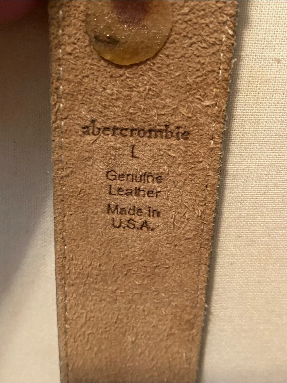 VTG Abercrombie & Fitch Women’s Tan Brown Leather Belt Brass Buckle Sz.L Preppy